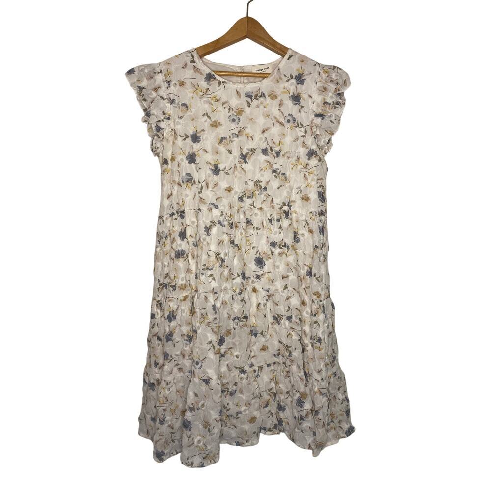 Orange‎ Creek White Floral Midi Dress Womens Cottagecore Coquette Ruffles Small